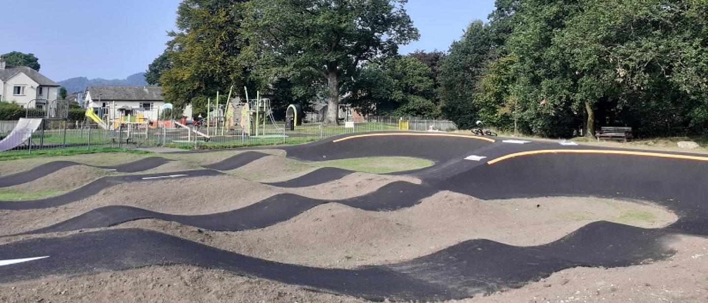 A bycyle pump track in Queens Park, Windermere