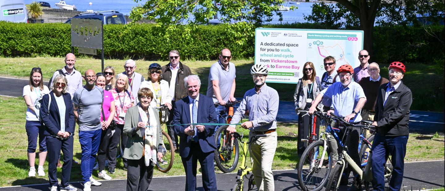 Ribbon cutting marking the opening of the North Walney cycling and walking route